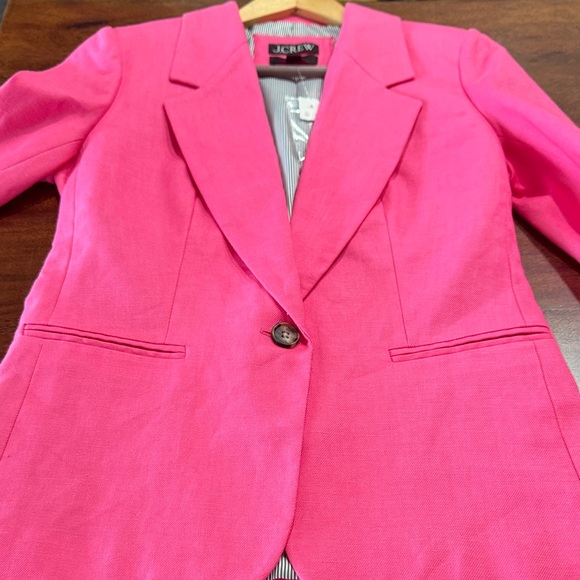 J. Crew : Parke Blazer in Bright Pink Stretch Linen Blend - Size 0 - Picture 12 of 15